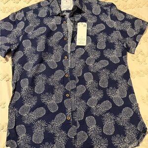 Cactus Blue Pineapple Pattern Shirt slim fit